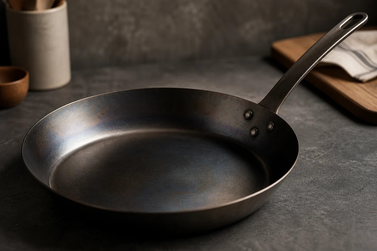 Best Pan for Steak: Carbon Steel and the Alternatives close-up showing the carbon steel surface or cooking process