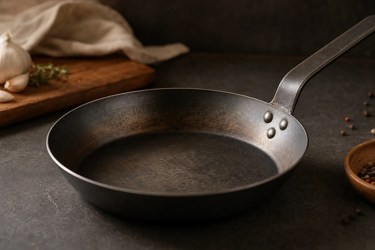 Carbon Steel Cookware: The Complete Guide close-up showing the carbon steel surface or cooking process