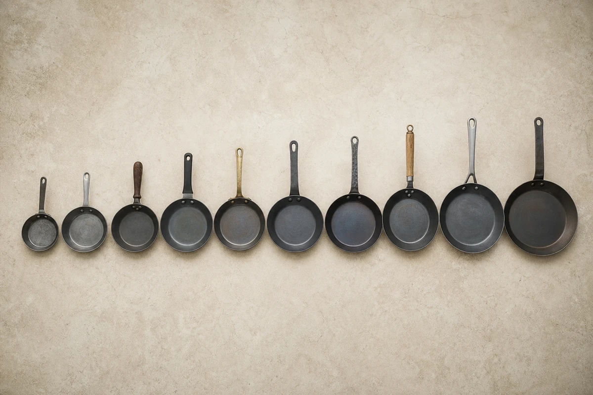 Ten carbon steel frying pans compared from budget to premium sizes