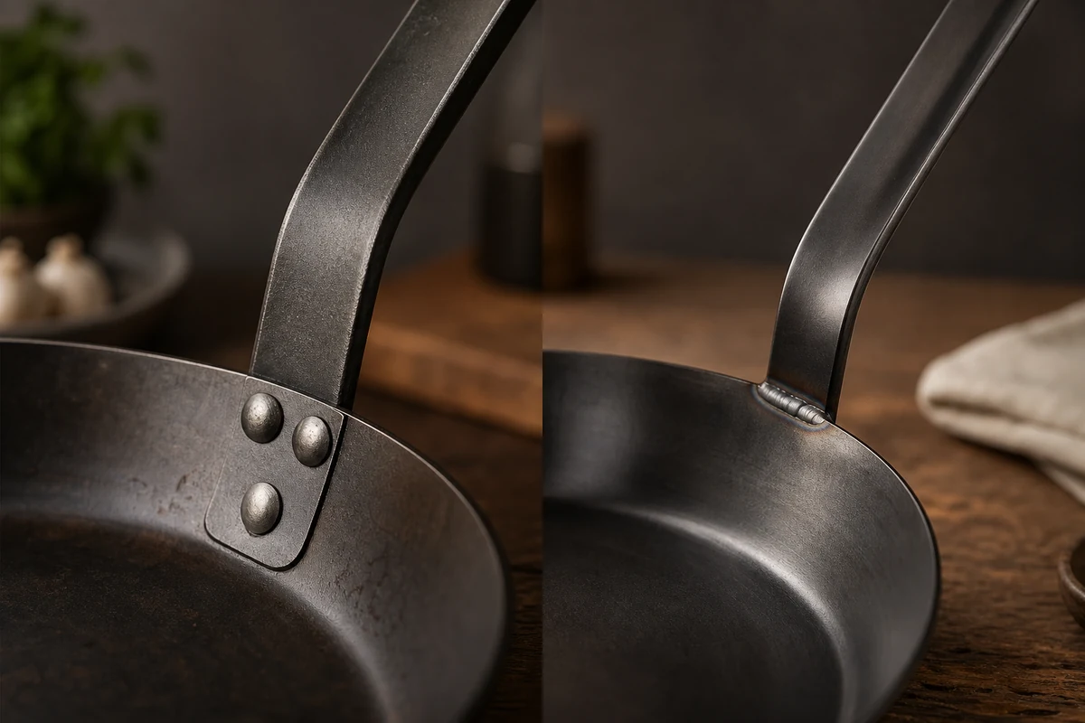 de Buyer vs Matfer Bourgeat: Which to Buy? close-up showing the carbon steel surface or cooking process