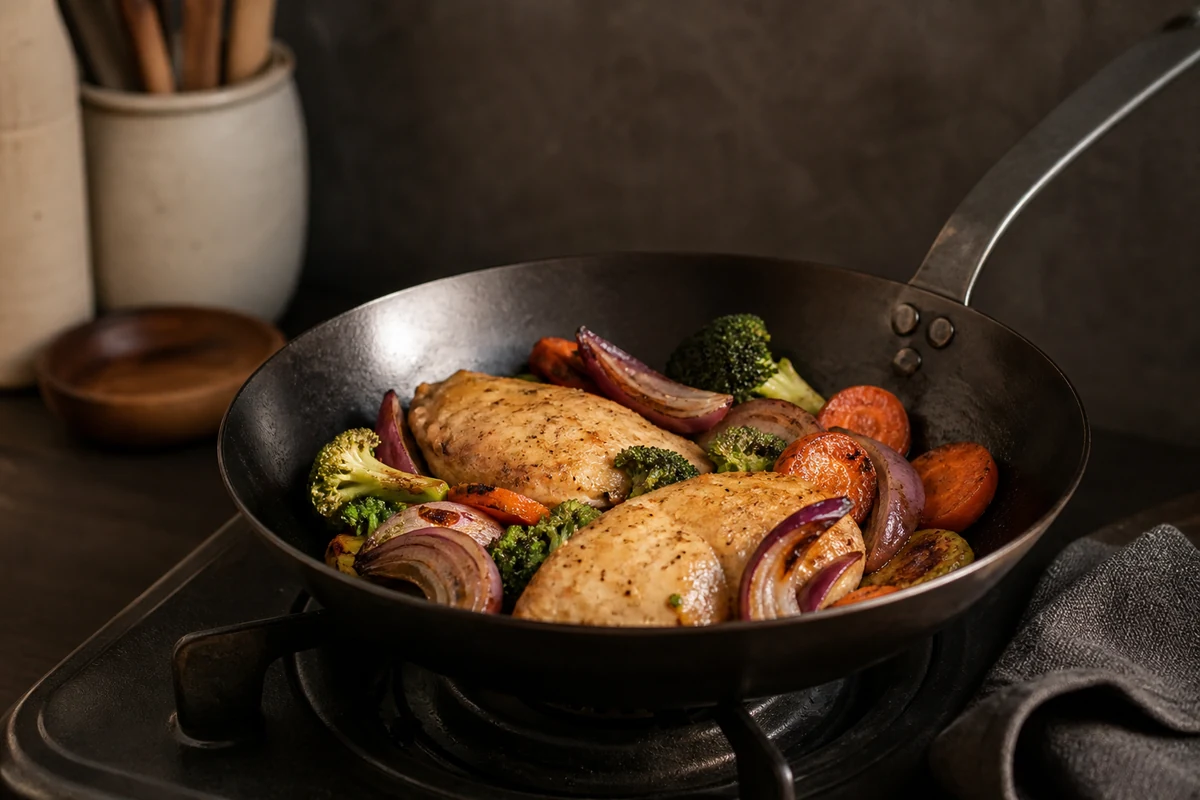 How to Use a Carbon Steel Pan: A Beginner Guide in a minimalist carbon steel cookware setting