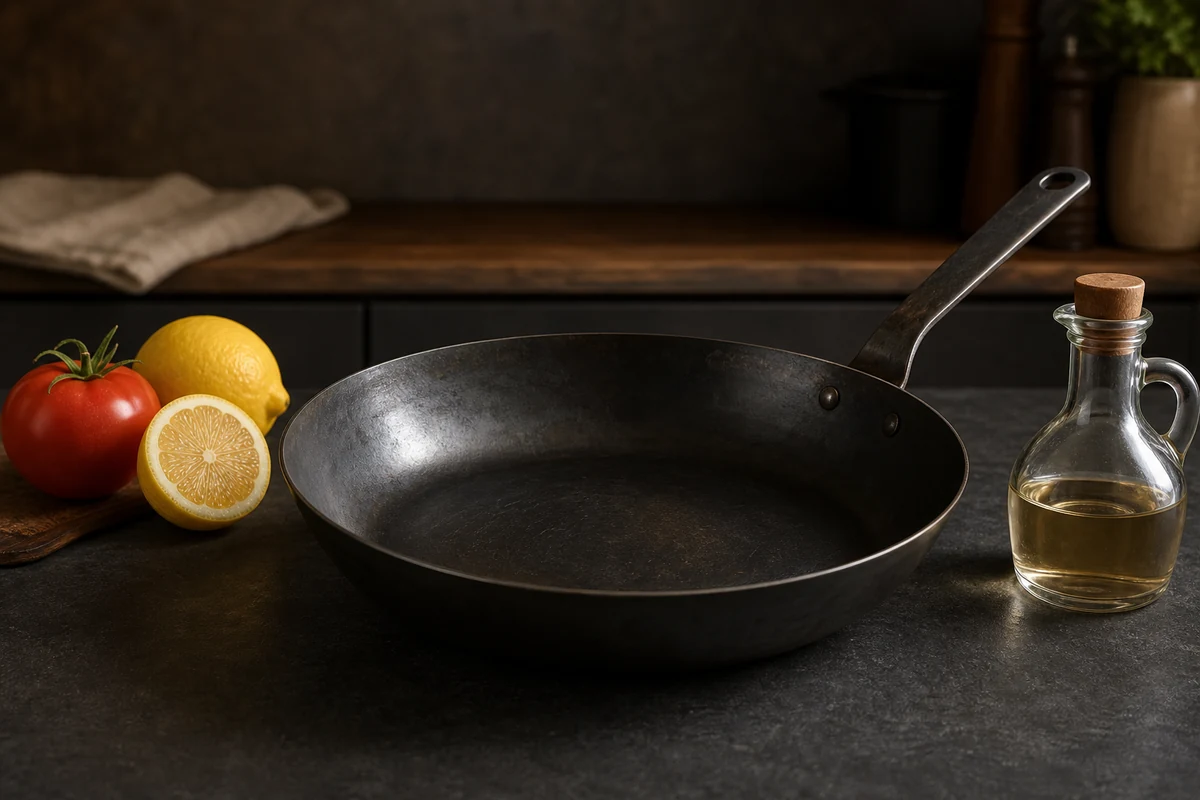 What NOT to Cook in a Carbon Steel Pan in a minimalist carbon steel cookware setting