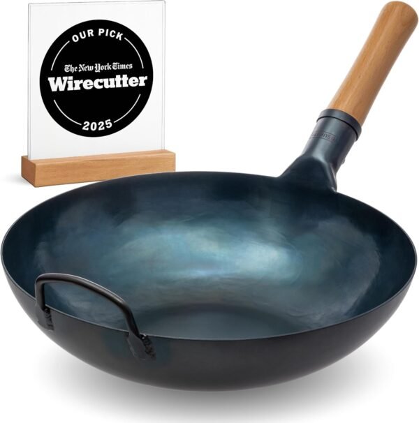 YOSUKATA 13.5 inch blue carbon steel wok pan