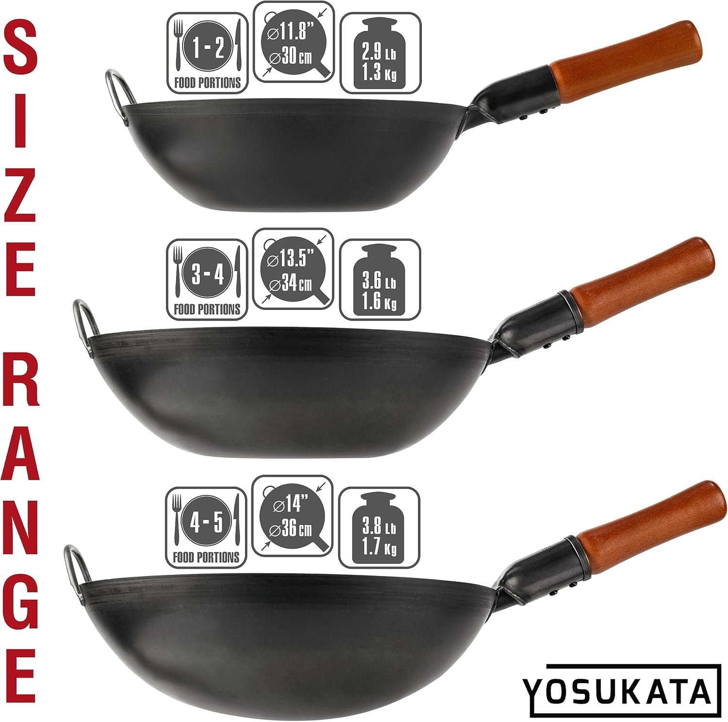 YOSUKATA 13.5 inch pre-seasoned carbon steel pow wok - view 8