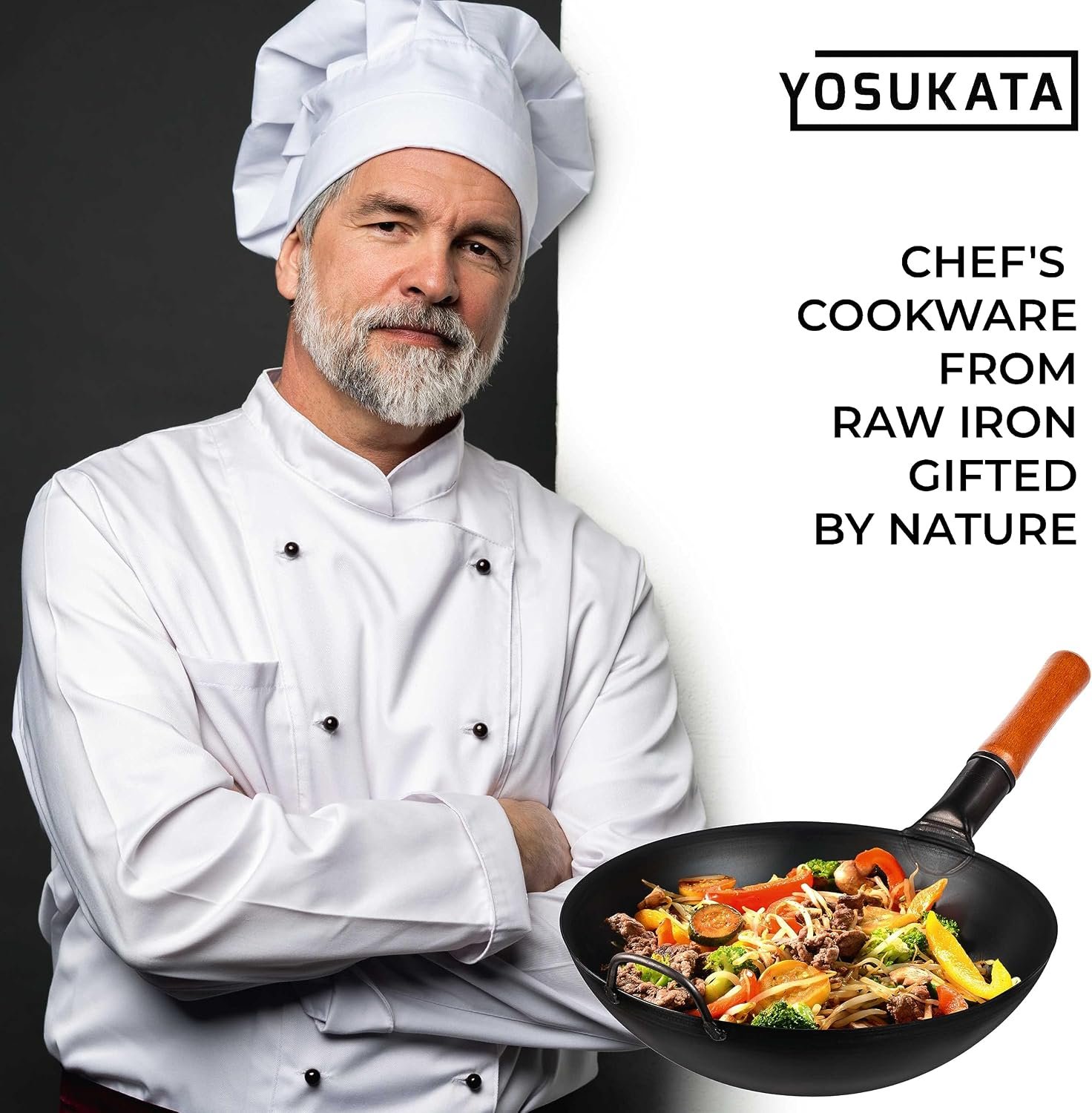 YOSUKATA 13.5 inch pre-seasoned carbon steel pow wok - view 9