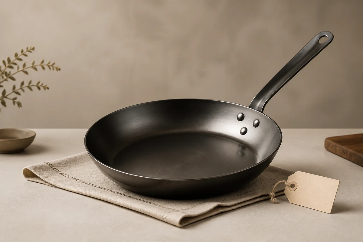 Best budget carbon steel pan in an elegant kitchen setting