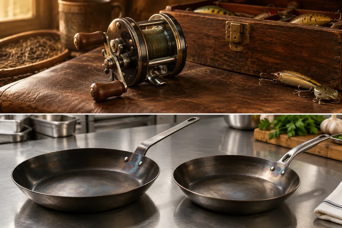 Two professional carbon steel pans compared side by side