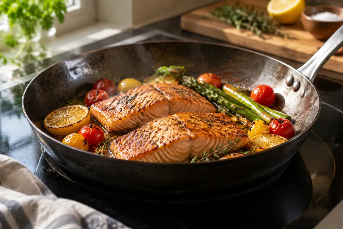 Flat-based carbon steel pan on a glass-top stove