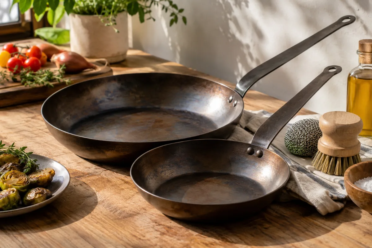 Carbon steel pan gift set with care accessories