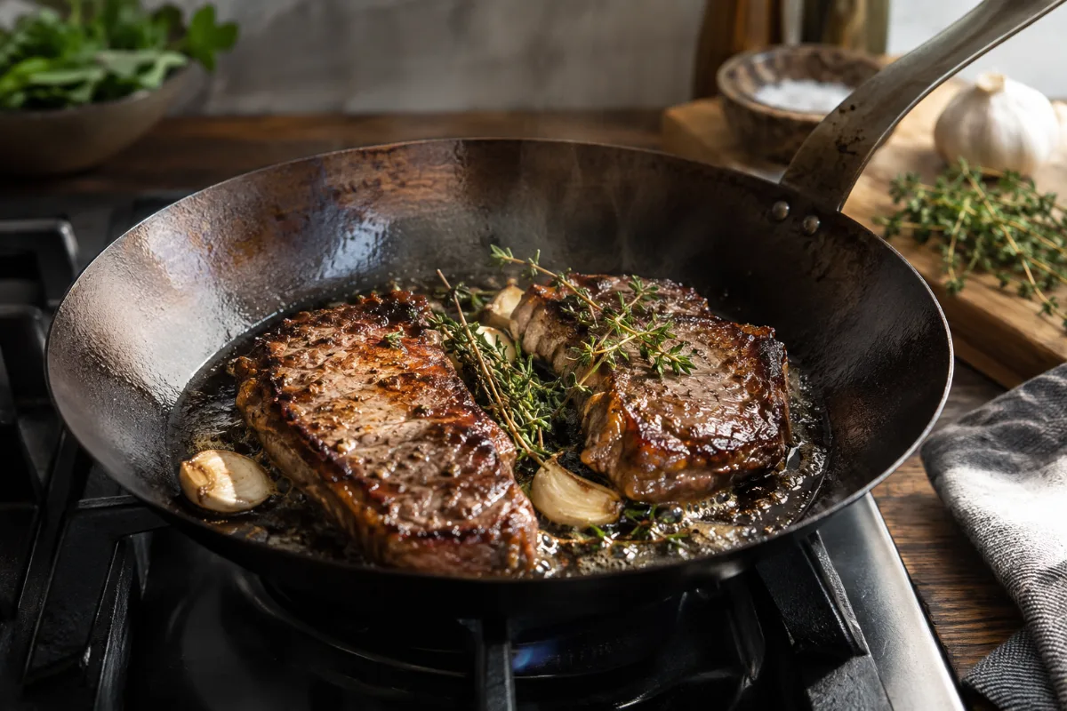 Carbon steel pan darkening as seasoning builds