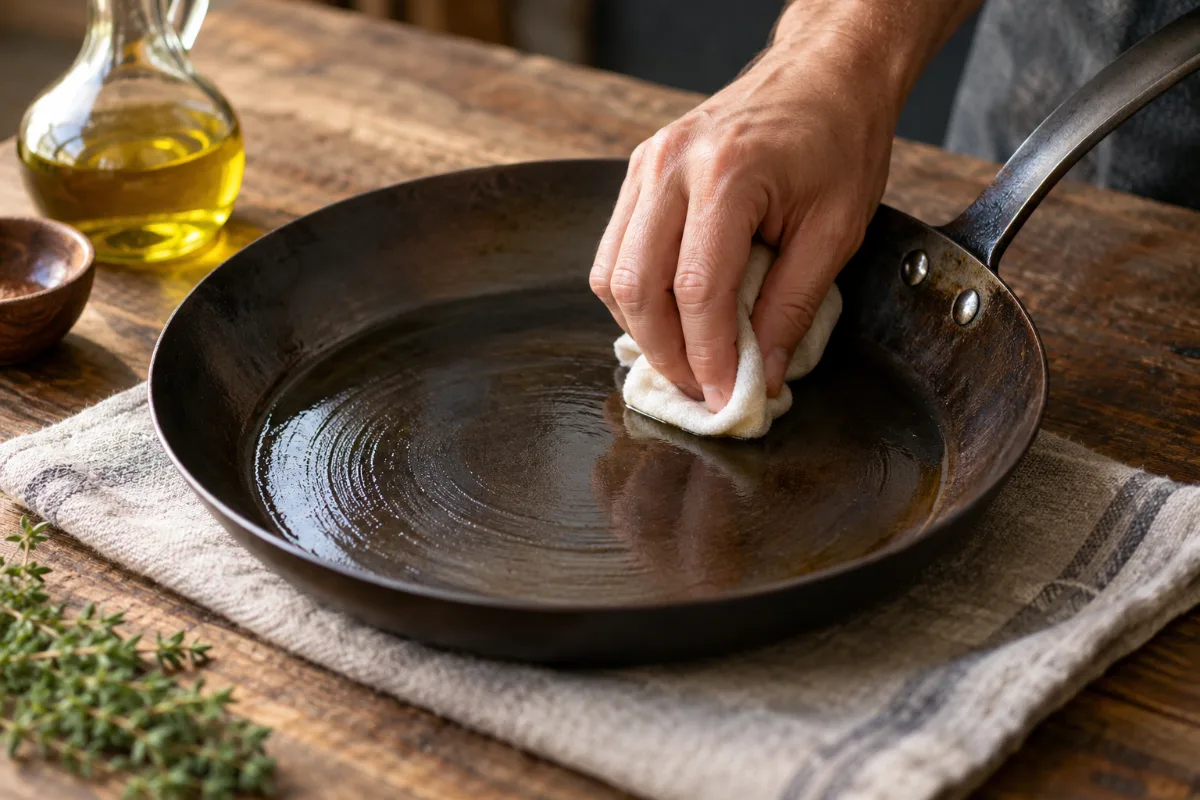 Applying a protective oil coat before storing carbon steel