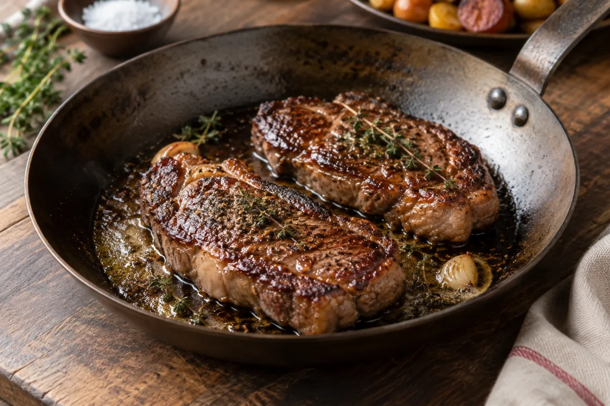 Carbon steel pan with normal patchy seasoning color
