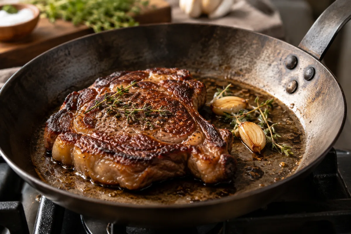 Bare carbon steel cooking surface with no synthetic coating