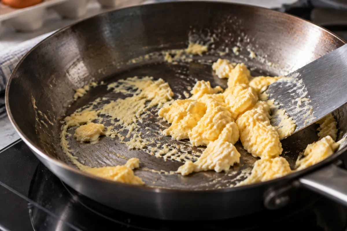 Food sticking to an under-heated carbon steel pan