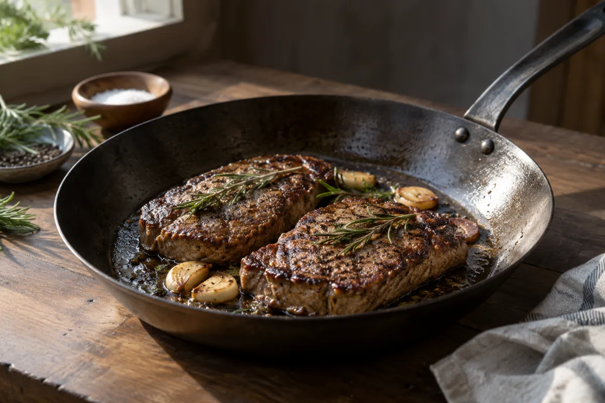 Carbon steel pan after two to three seasoning coats