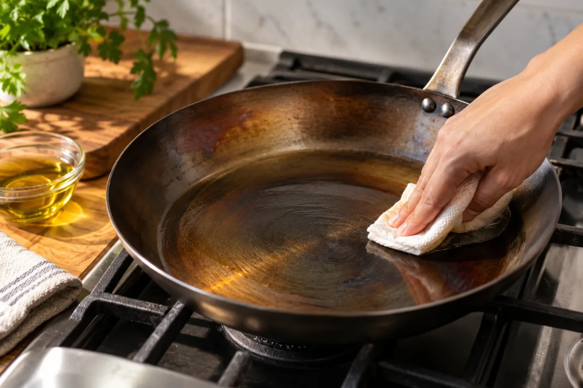 How To Season Made In Carbon Steel Pan guide image 4