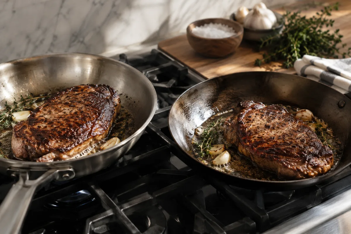 Comparing sear performance in Made In and de Buyer pans