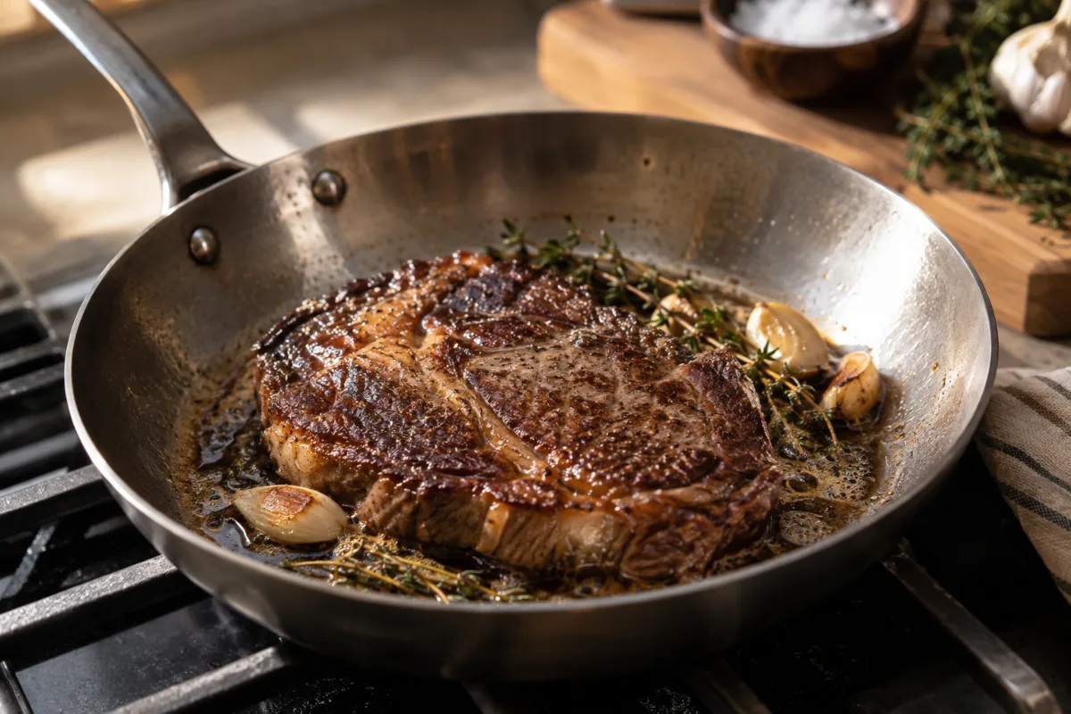 Testing heat stability and sear in a Mauviel M’Steel pan