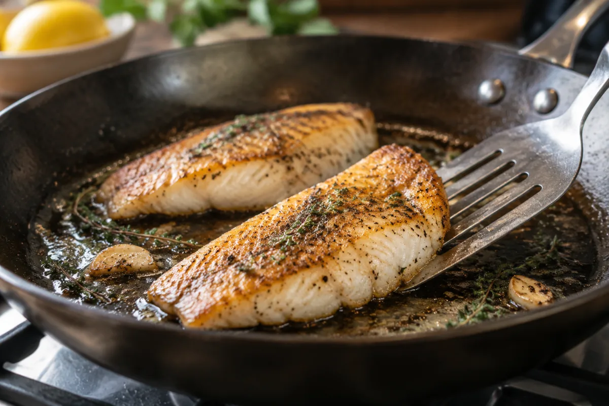 Using a metal fish spatula in a carbon steel pan
