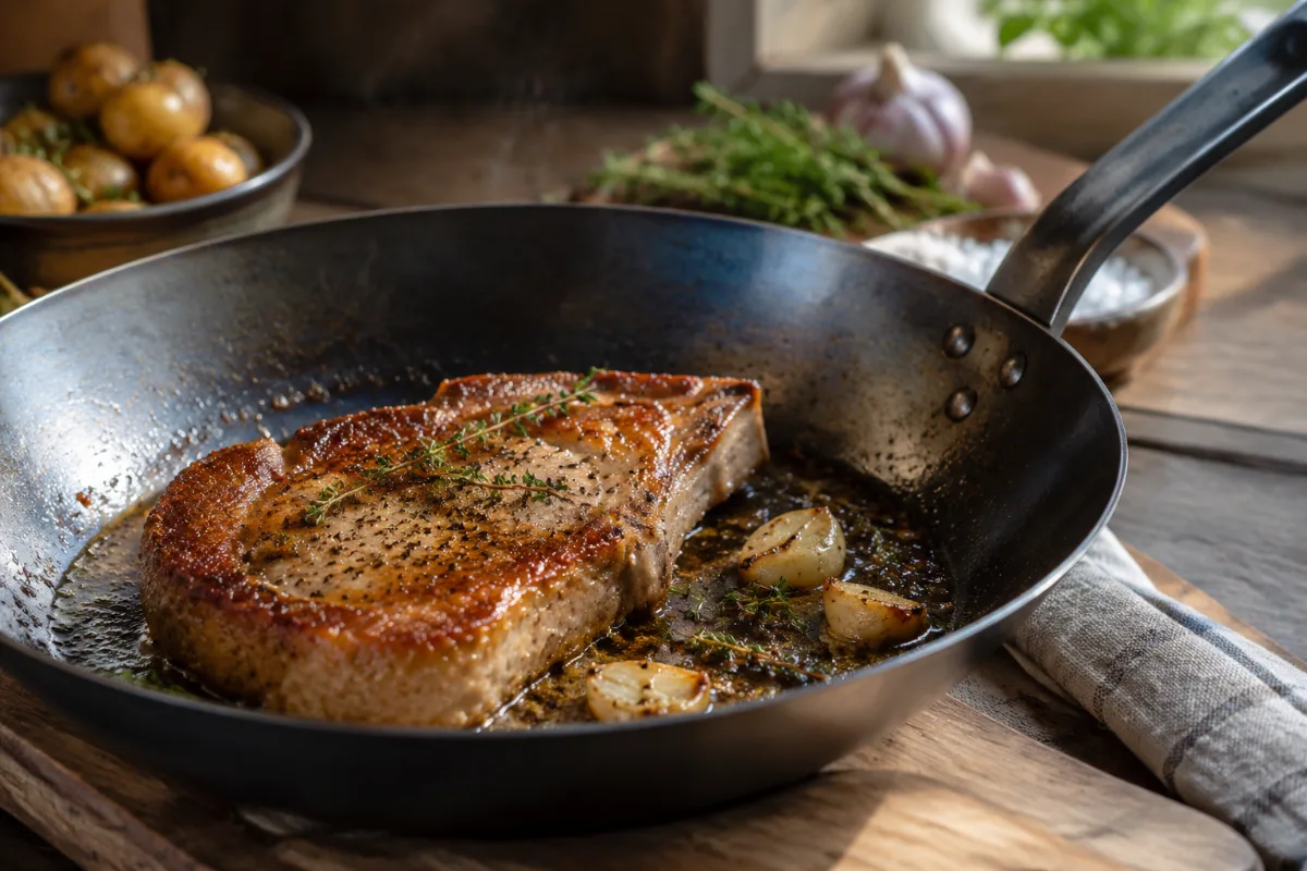 de Buyer Blue carbon steel heat-treated surface