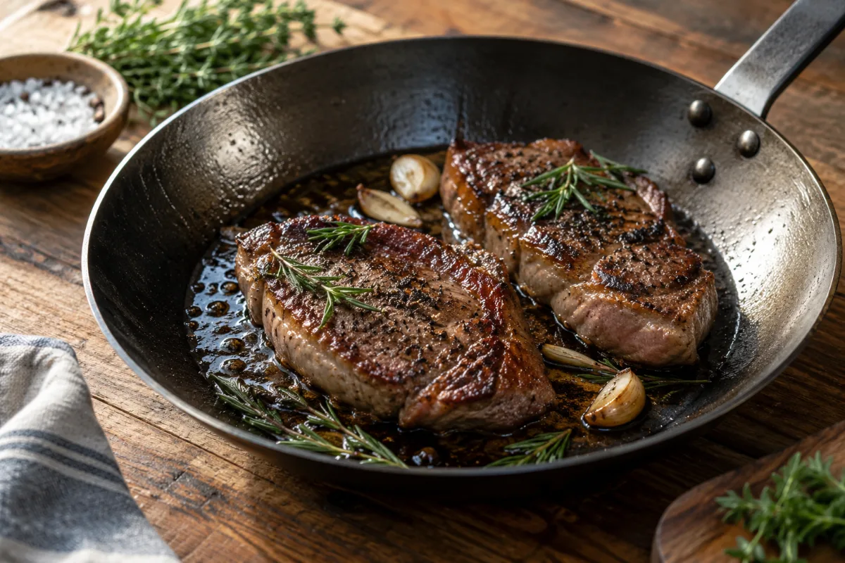 Nitrided carbon steel pan with a rust-resistant hardened surface