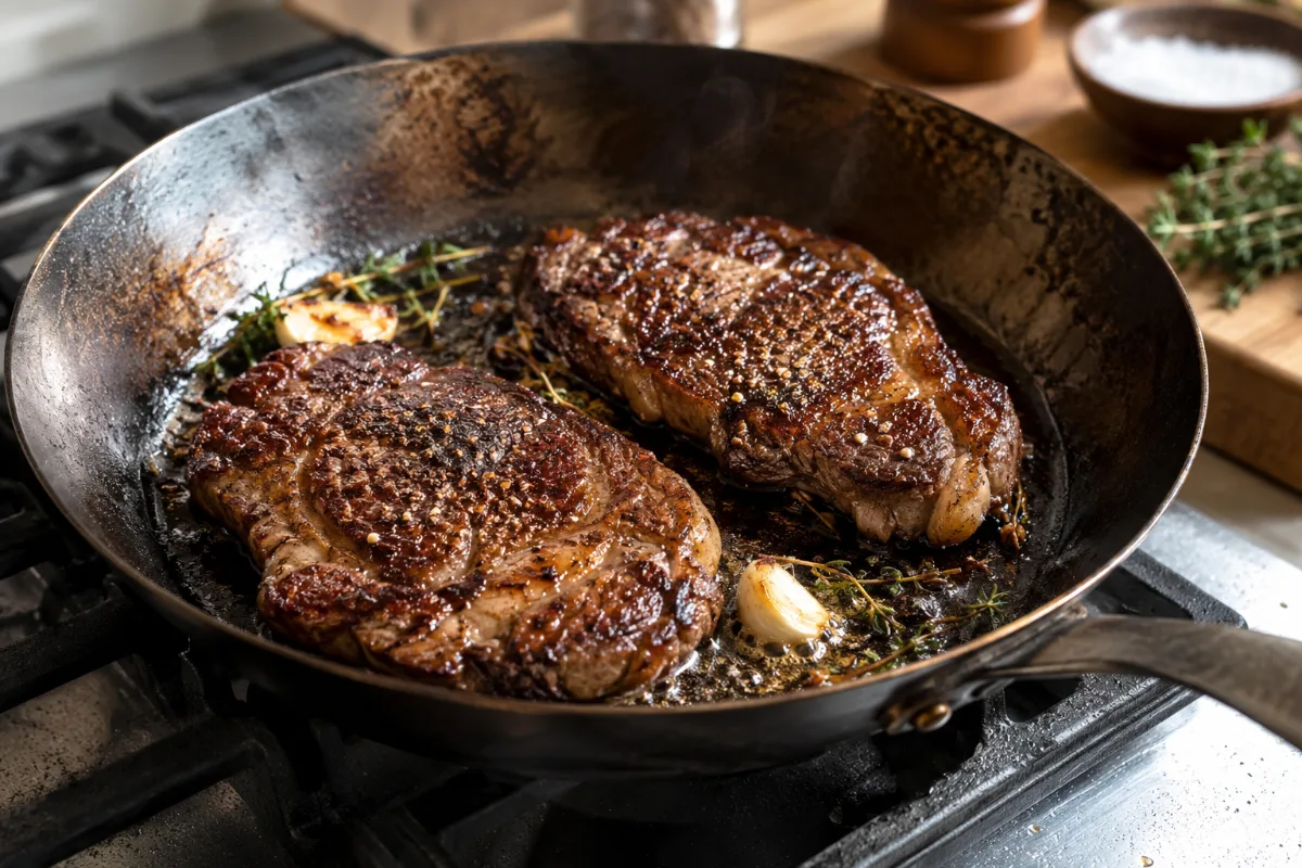 Carbon steel pan surface darkening after early cooks